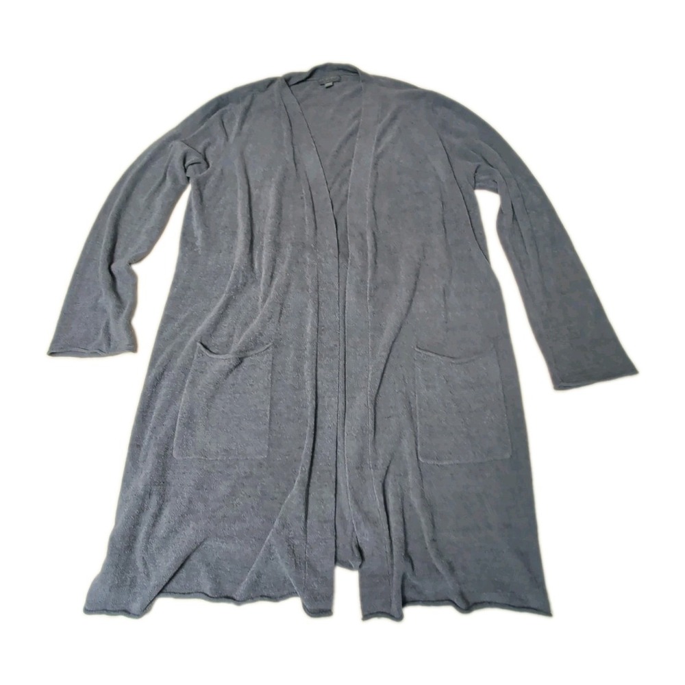 Barefoot Dreams CozyChic Ultra Lite Long Cardigan Size 1X Blue Open Front Comfy